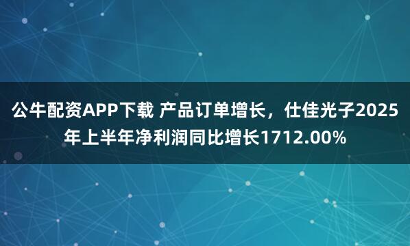 公牛配资APP下载 产品订单增长，仕佳光子2025年上半年净利润同比增长1712.00%